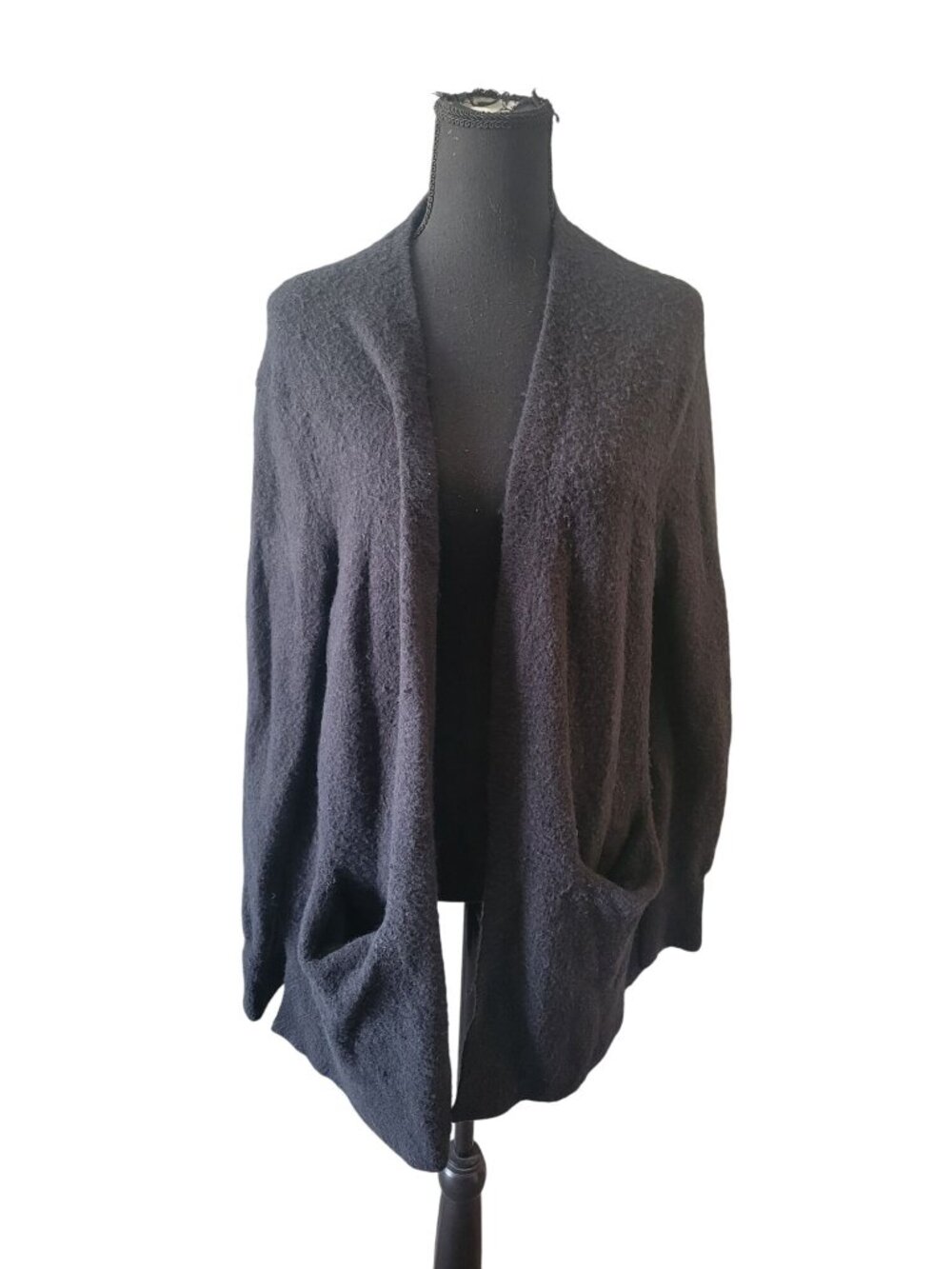 Madewell Black Long Sleeve Open Pocket Cardigan Size L Merino Wool Everyday Wear - Picture 2 of 12